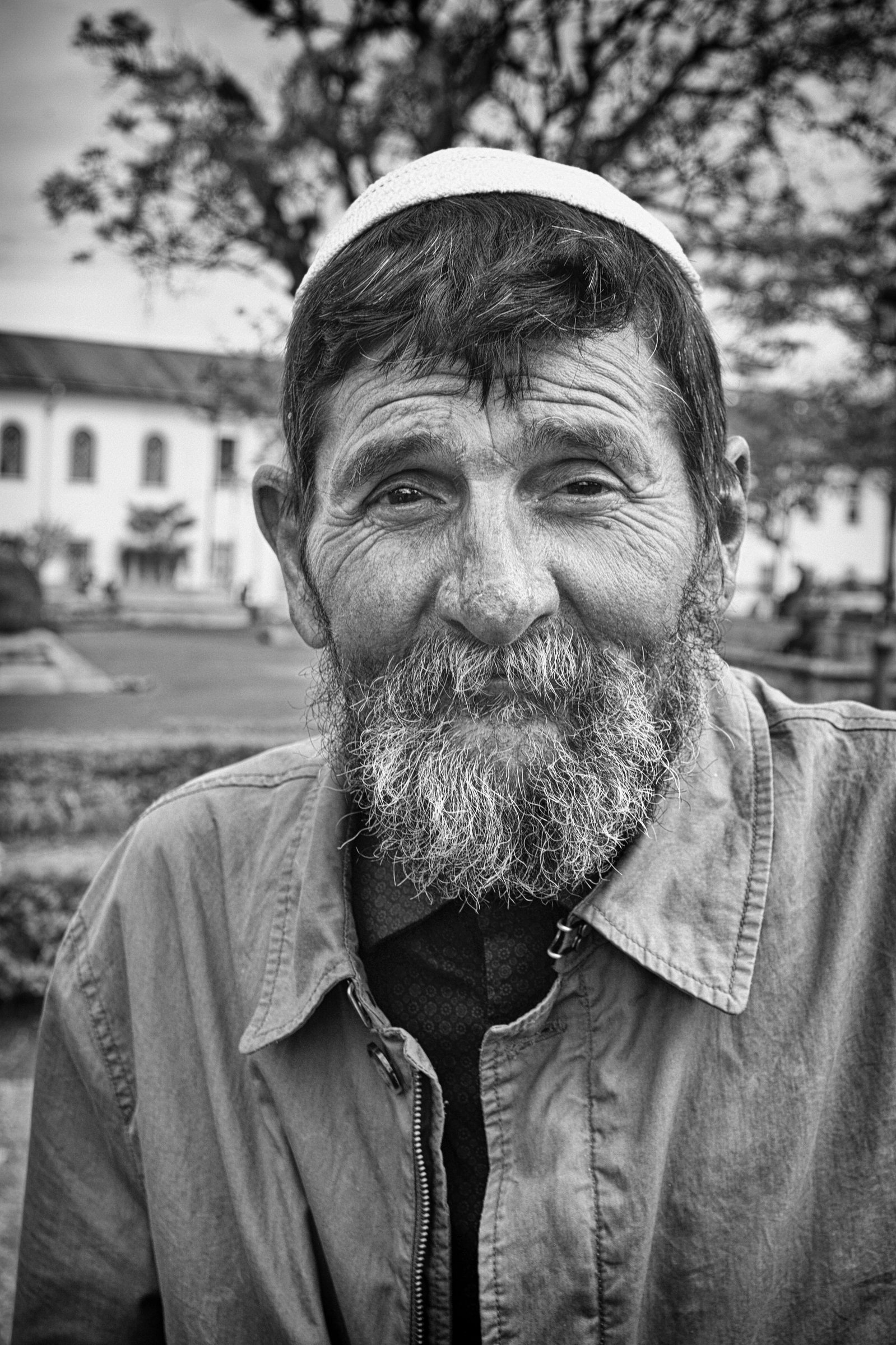 Retrato en blanco y negro en el Parque de La Merced